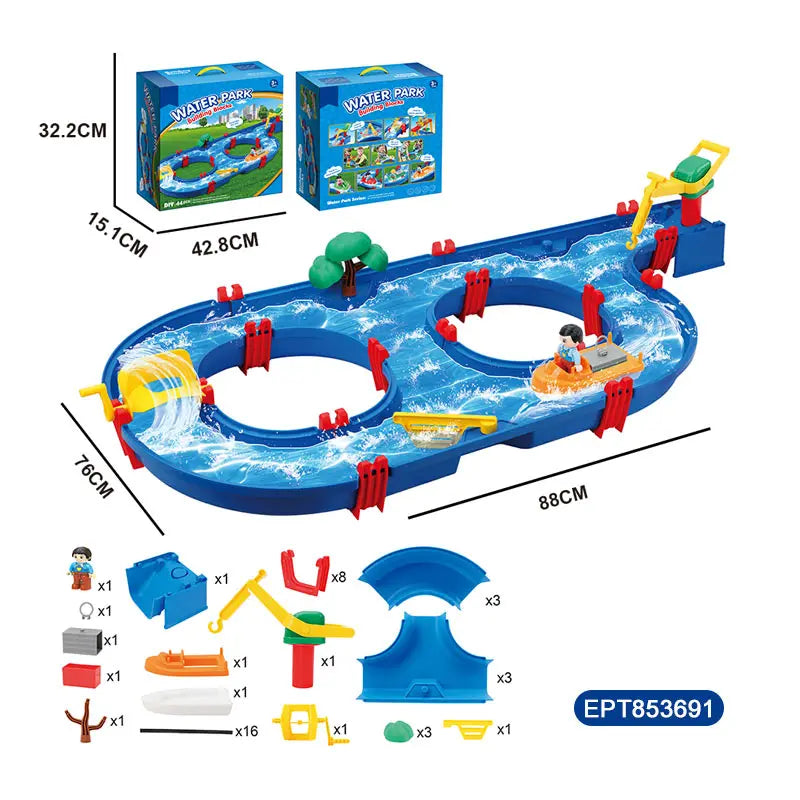 Educational Water Park Building Blocks Set - 39 Pieces DIY Construction Toys for Ages 2-4 Boys