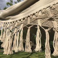 HKM-486419 Double Cotton Hammock with Tassels - Nordic Bohemian Style for Indoor & Outdoor Use, 200 cm x 150 cm, 200 kg Capacity