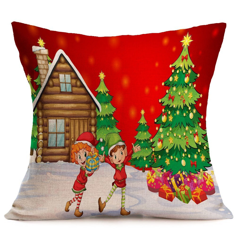HKM-486483 Christmas Themed Car Sofa Pillowcase - 43x43 cm PP Cotton Decorative Cover