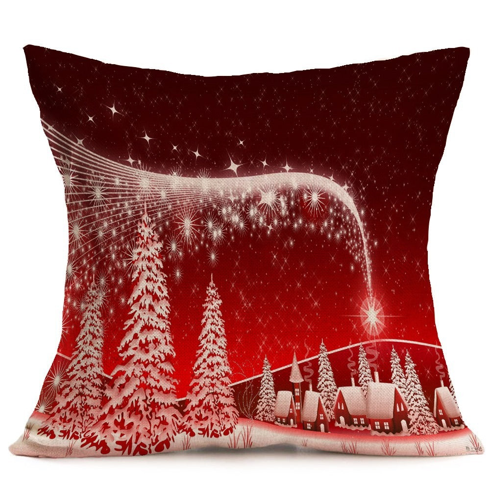 HKM-486483 Christmas Themed Car Sofa Pillowcase - 43x43 cm PP Cotton Decorative Cover