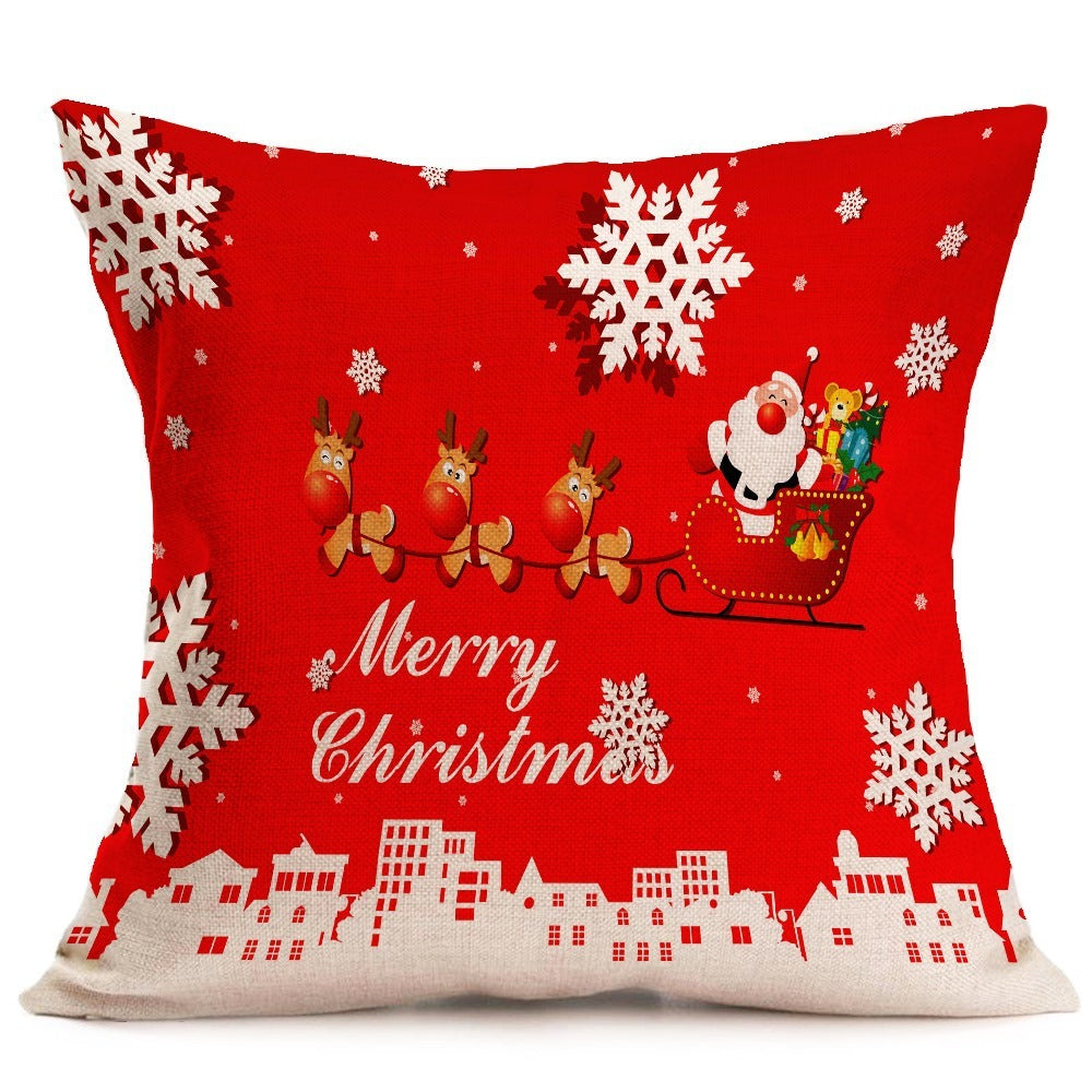 HKM-486483 Christmas Themed Car Sofa Pillowcase - 43x43 cm PP Cotton Decorative Cover