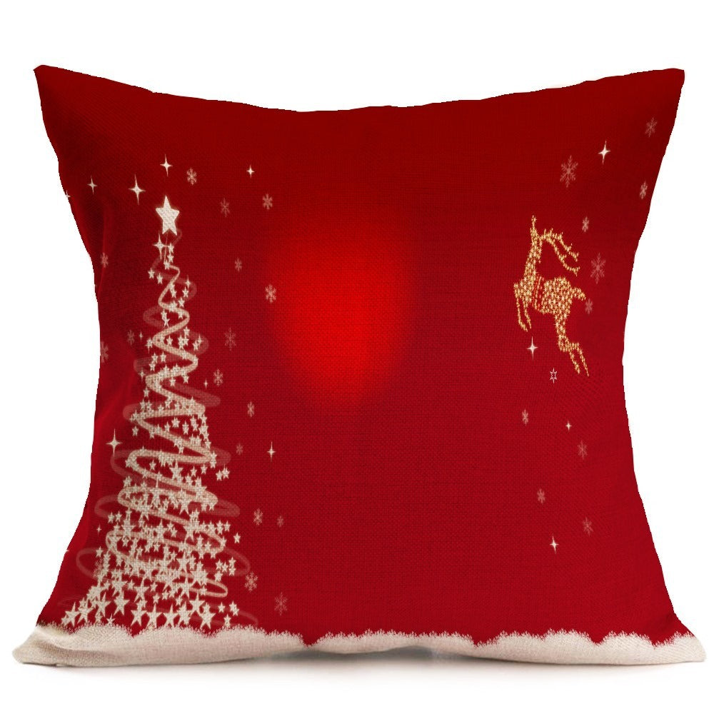 HKM-486483 Christmas Themed Car Sofa Pillowcase - 43x43 cm PP Cotton Decorative Cover