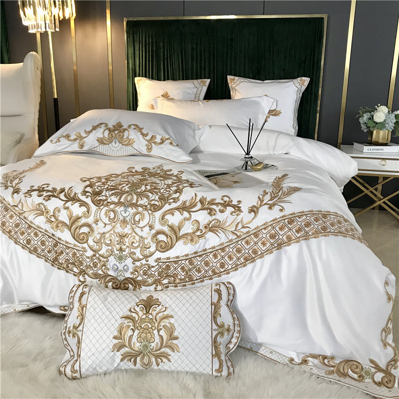 HKM-486547 Four-Piece Summer Bedding Set in Soft Cotton with Elegant Patterns