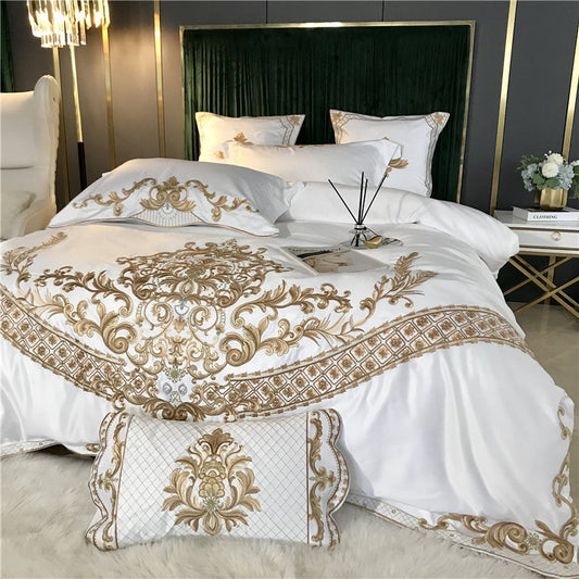 HKM-486547 Four-Piece Summer Bedding Set in Soft Cotton with Elegant Patterns