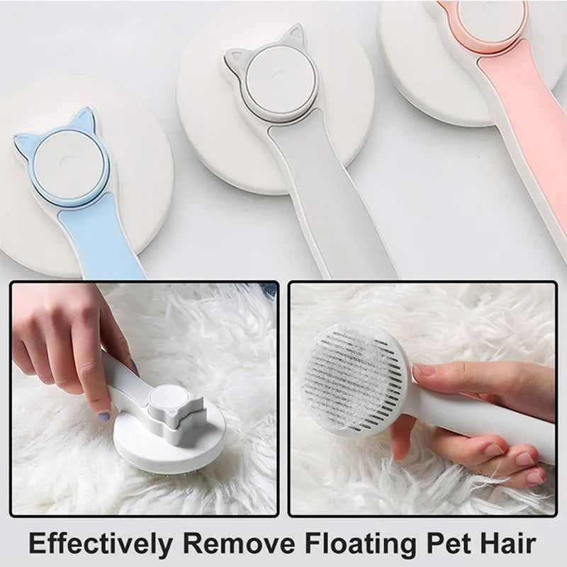 HKM-486547 Pet Self-Cleaning Grooming Brush for Dogs and Cats - Gentle Shedding Tool for Short and Long Hair