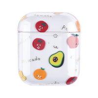 HKM-486611 Cartoon Fruit Earphone Cover Compatible with Apple iPhone Models - Clamshell Protection in Transparent Design