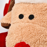 HKM-486675 Cozy Red Reindeer Round Pet Nest - Soft Velvet & Oxford Cloth 45x40x57cm