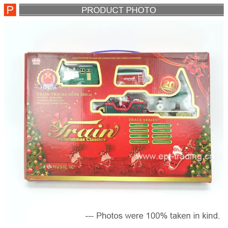 HKM-486675 Electric Christmas Train Toy with Tracks for Kids Age 2-4