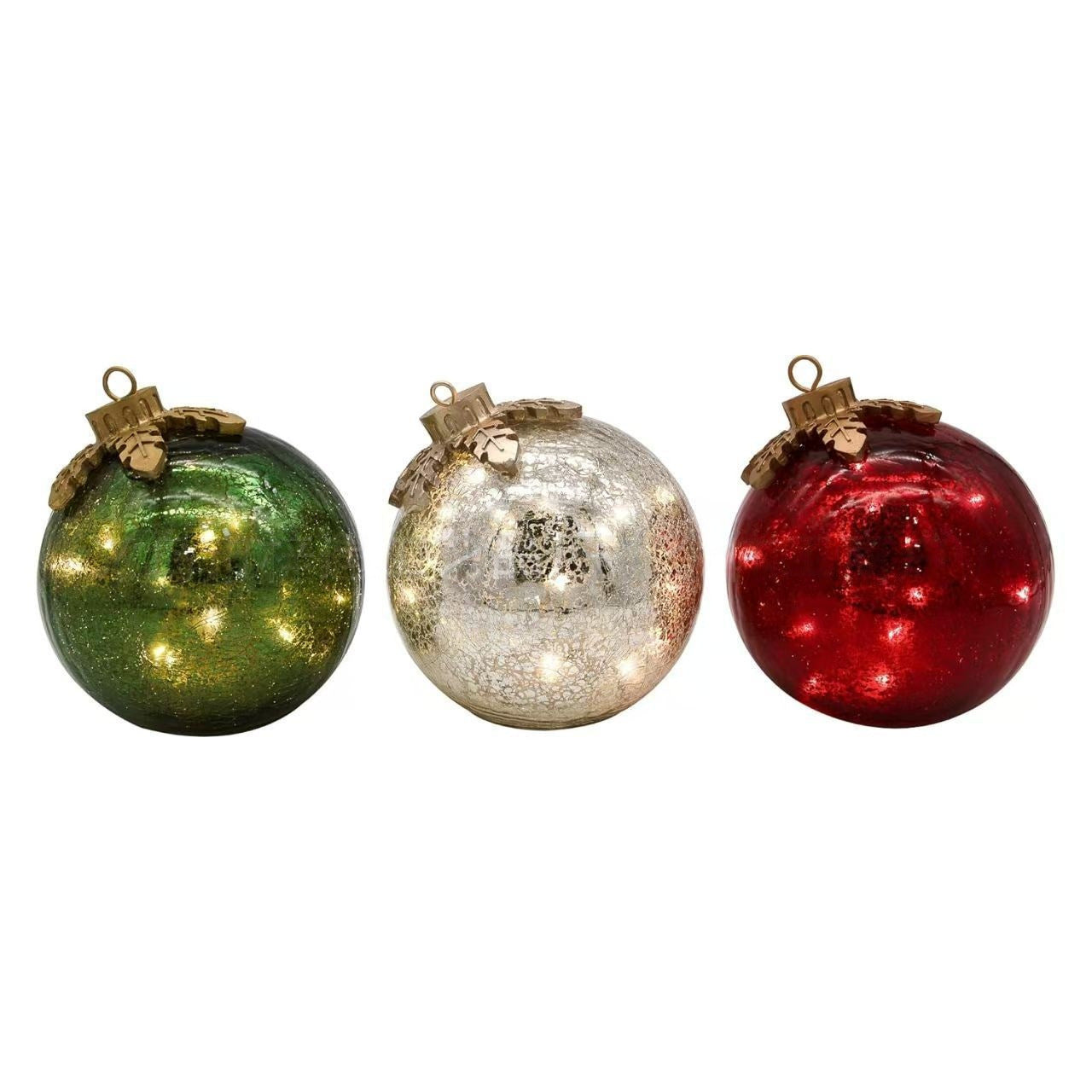HKM-486675 Glowing Handmade Christmas Decorations – Set of 3 Battery-Powered Decorations