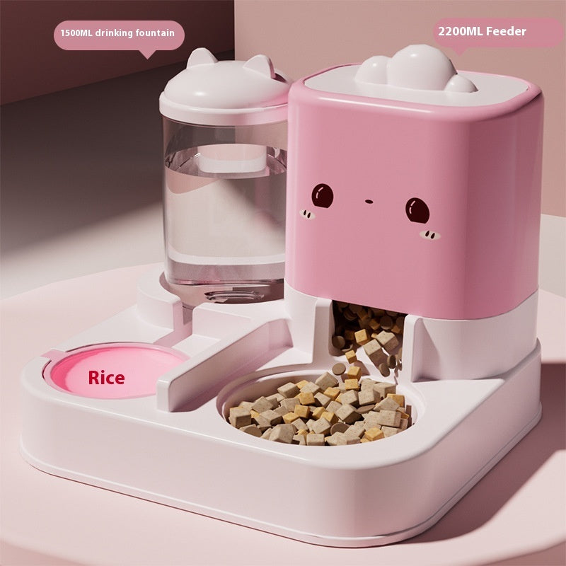 HKM-486739 Automatic Cat Water Fountain and Feeder with 3700ML Capacity - Cartoon Design in Three Colors