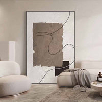 HKM-486803 Hand-Painted Abstract Oil Painting Canvas in Minimalist Brown and Beige Texture for Home Decor