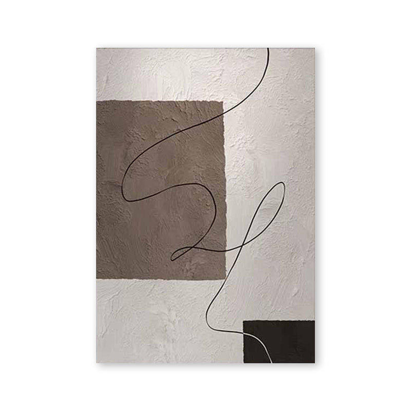 HKM-486803 Hand-Painted Abstract Oil Painting Canvas in Minimalist Brown and Beige Texture for Home Decor