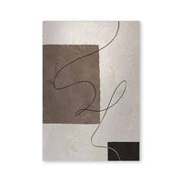 HKM-486803 Hand-Painted Abstract Oil Painting Canvas in Minimalist Brown and Beige Texture for Home Decor