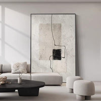 HKM-486803 Hand-Painted Abstract Oil Painting Canvas in Minimalist Brown and Beige Texture for Home Decor