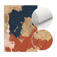 HKM-486867 Dark Blue and Red Abstract Minimalist Canvas Painting - Frameless Decorative Artwork
