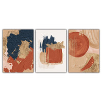 HKM-486867 Dark Blue and Red Abstract Minimalist Canvas Painting - Frameless Decorative Artwork