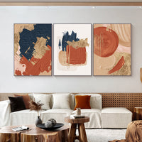 HKM-486867 Dark Blue and Red Abstract Minimalist Canvas Painting - Frameless Decorative Artwork