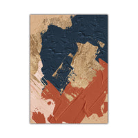 HKM-486867 Dark Blue and Red Abstract Minimalist Canvas Painting - Frameless Decorative Artwork