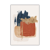 HKM-486867 Dark Blue and Red Abstract Minimalist Canvas Painting - Frameless Decorative Artwork