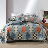HKM-486867 Double-Sided Pure Cotton Geometric Pattern Bedspread Set, 3 Piece for 1.8m Bed