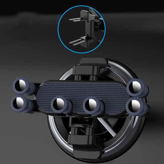 HKM-486931 Universal Multifunctional Car Phone Holder - Black and Blue with Automatic Folding Stand
