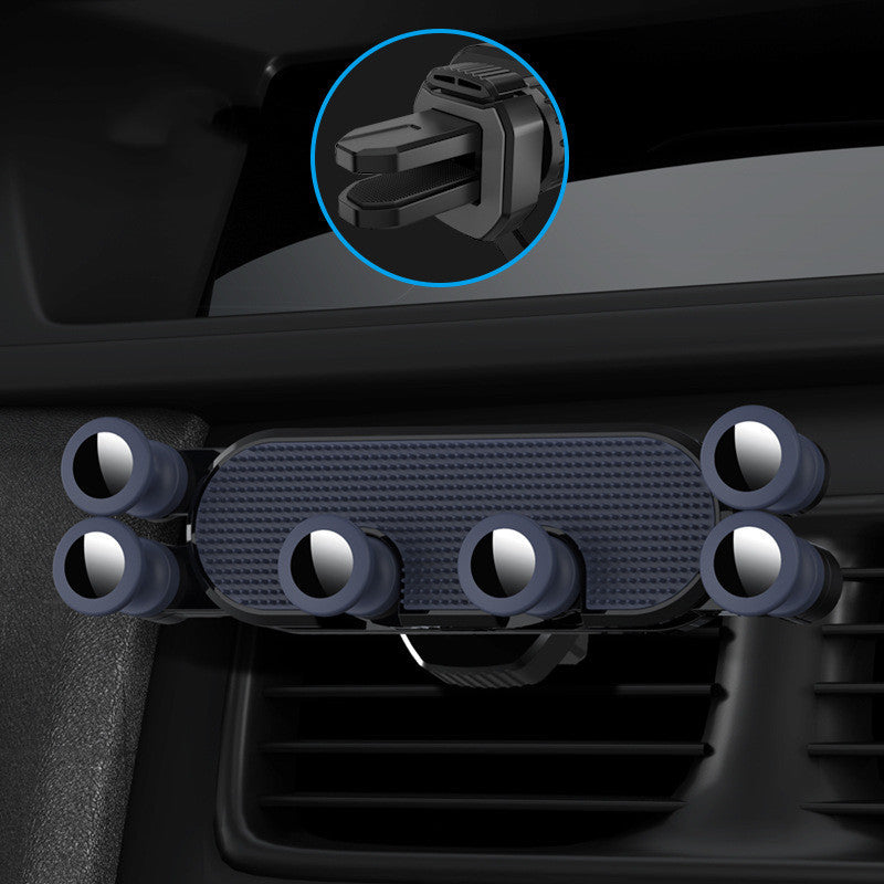 HKM-486931 Universal Multifunctional Car Phone Holder - Black and Blue with Automatic Folding Stand