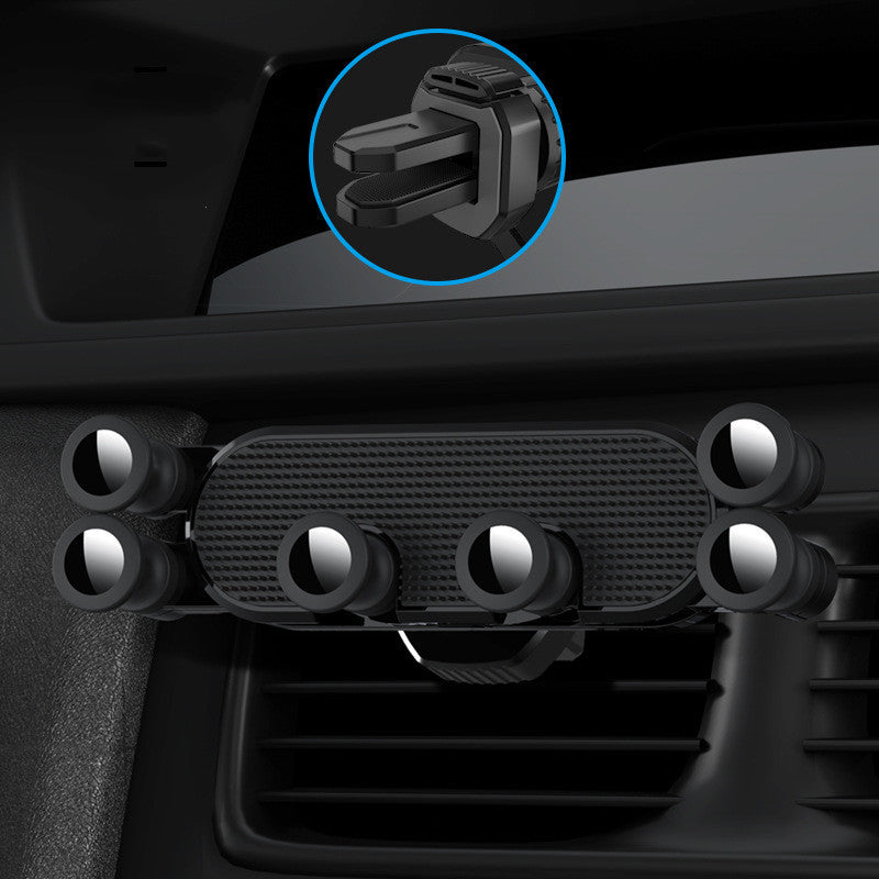 HKM-486931 Universal Multifunctional Car Phone Holder - Black and Blue with Automatic Folding Stand