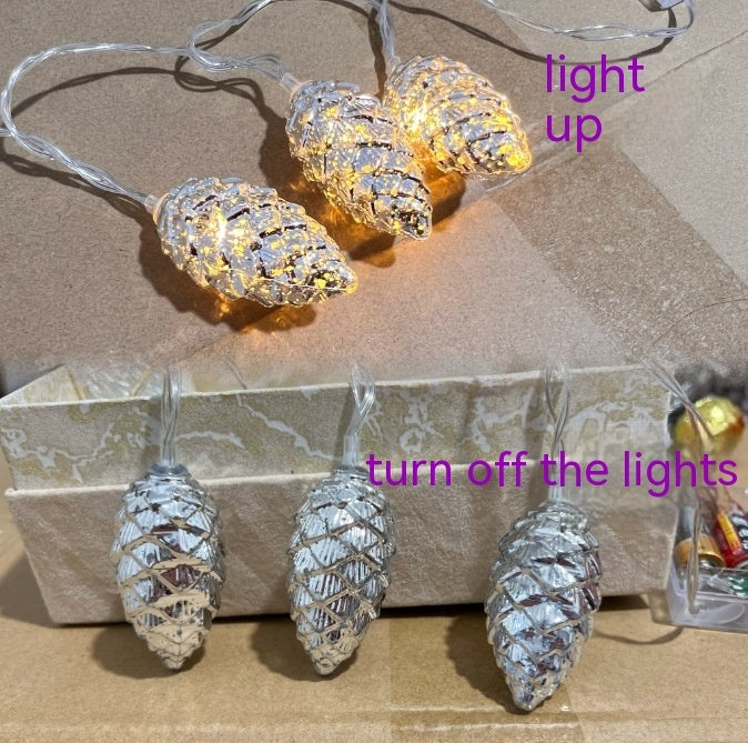HKM-486995 Pine Cone Light String for Holiday Decoration - 1.5m & 3m Options with USB or Battery Power