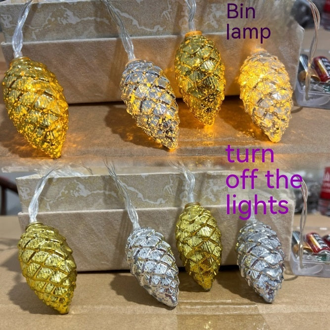 HKM-486995 Pine Cone Light String for Holiday Decoration - 1.5m & 3m Options with USB or Battery Power