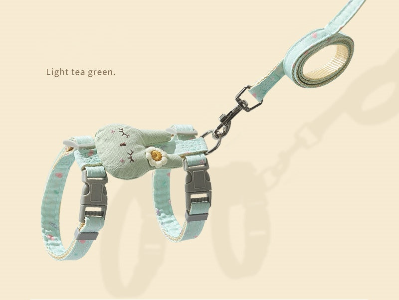 HKM-487059 Adjustable Cat Leash with Anti-Breakout Chest Strap for Small Pets