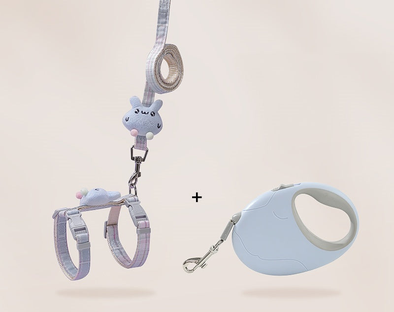 HKM-487059 Adjustable Cat Leash with Anti-Breakout Chest Strap for Small Pets