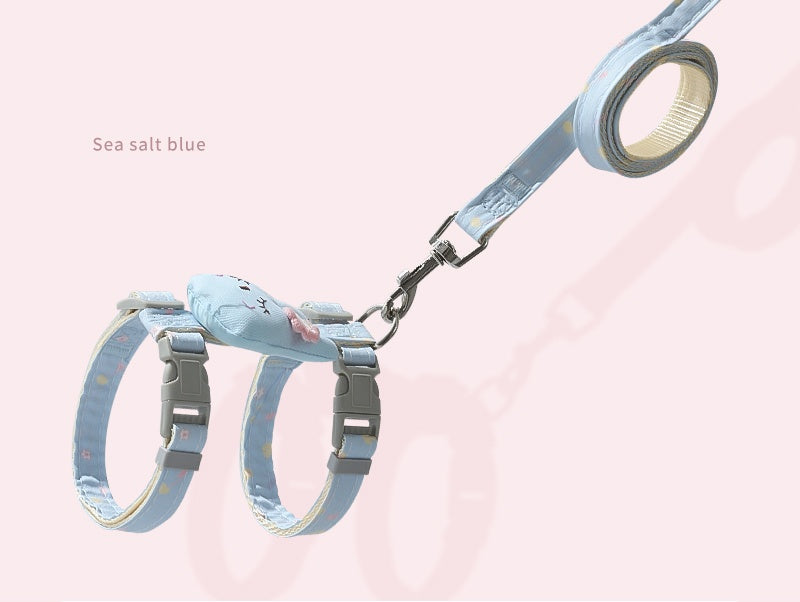 HKM-487059 Adjustable Cat Leash with Anti-Breakout Chest Strap for Small Pets