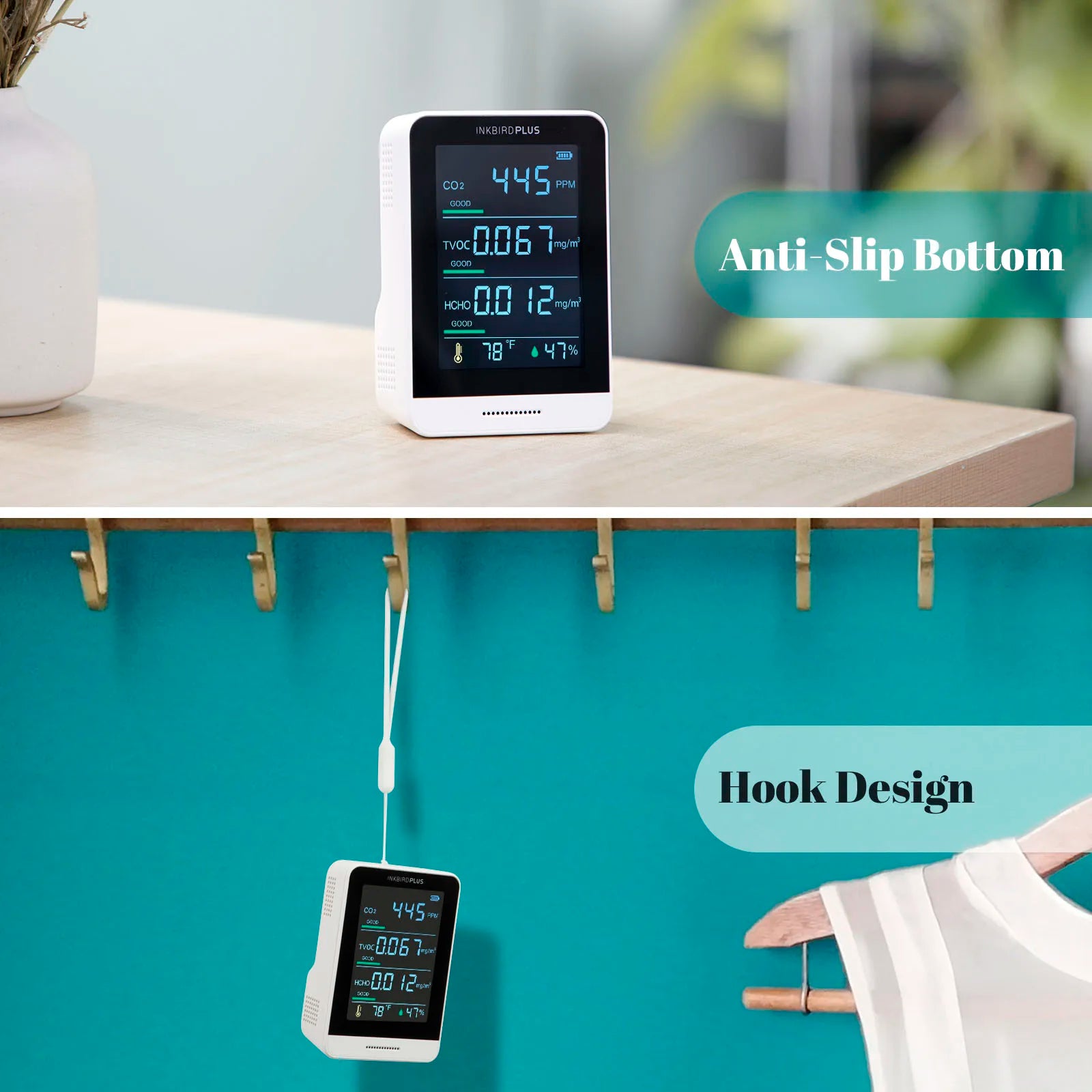 KTX-487059 Digital Indoor Air Quality Sensor - CO2, Gas Detection, Temperature, and Humidity Monitoring