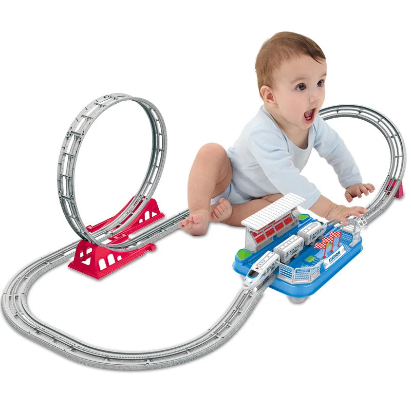 HKM-487123 Electric Train Track Set for Kids - Educational Railway Toy with Assembly Options - Ages 3 and Up