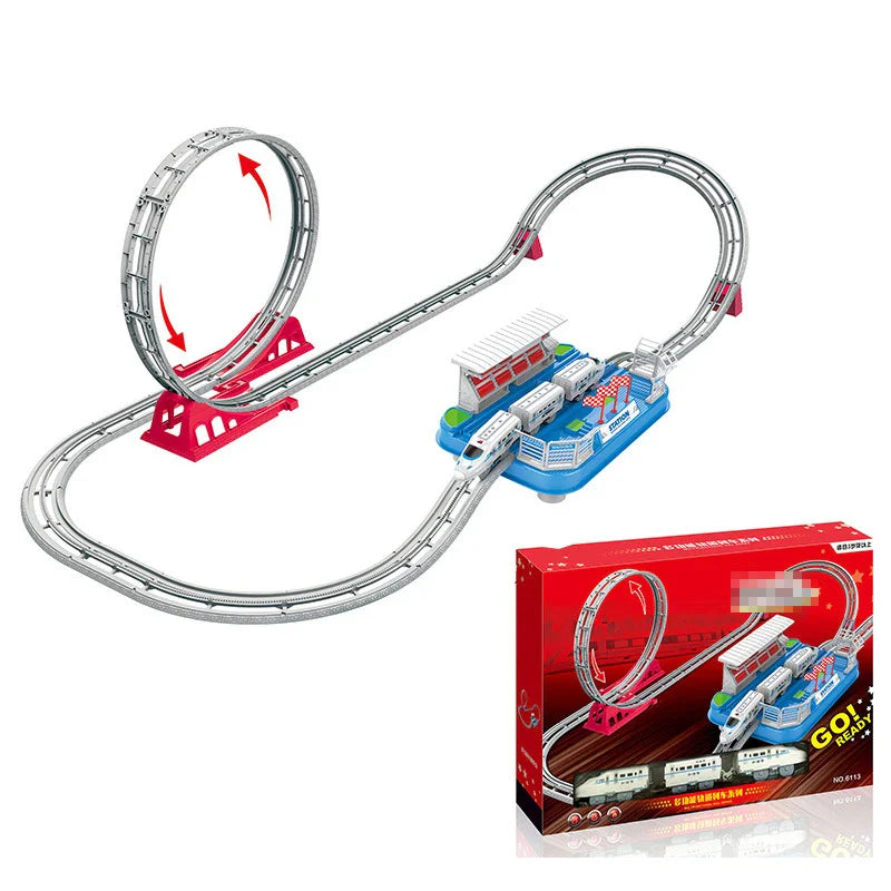 HKM-487123 Electric Train Track Set for Kids - Educational Railway Toy with Assembly Options - Ages 3 and Up