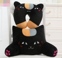 HKM-487251 Cute Plush Cat Cushion Bed and Lumbar Support Pillow for Office, Sofa, and Car