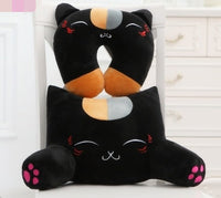 HKM-487251 Cute Plush Cat Cushion Bed and Lumbar Support Pillow for Office, Sofa, and Car