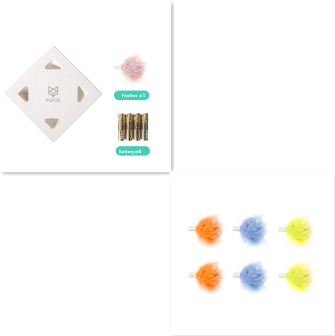 HKM-487315 Intelligent Magic Box with Feathers for Cats - Electric Interactive Toy in Matcha Green and Taro Purple
