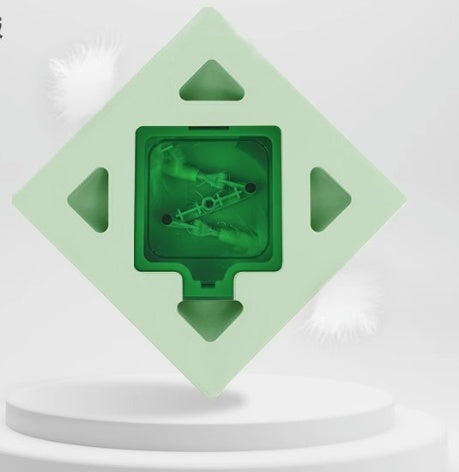 HKM-487315 Intelligent Magic Box with Feathers for Cats - Electric Interactive Toy in Matcha Green and Taro Purple