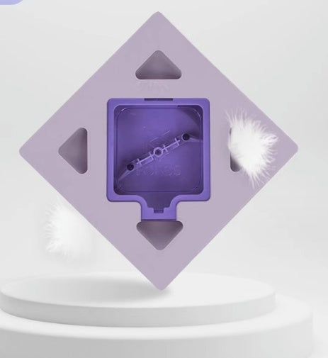 HKM-487315 Intelligent Magic Box with Feathers for Cats - Electric Interactive Toy in Matcha Green and Taro Purple