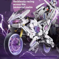 HKM-487443 Mechanical Plastic Bull Motorcycle Model Assembly Toy for Boys, 1:8 Scale, Ages 5 and Up