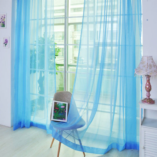 HKM-487571 Transparent Solid Color Glass Mesh Curtains - Ready-Made - Light Filtering - Various Colors - 1m x 2m (2 Pieces)