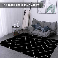 HKM-487699 Checkered Black and White Crystal Velvet Area Rug – Modern Square Carpet for Living Room and Bedroom