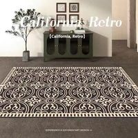 HKM-487699 Checkered Black and White Crystal Velvet Area Rug – Modern Square Carpet for Living Room and Bedroom