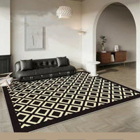 HKM-487699 Checkered Black and White Crystal Velvet Area Rug – Modern Square Carpet for Living Room and Bedroom