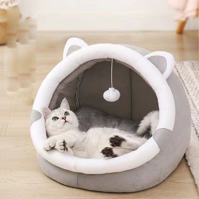 HKM-487827 Closed Cat Litter Kennel with Winter Velvet Mat for Cats up to 6 lbs - Various Color Options