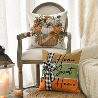 HKM-487827 Fall Pumpkin Truck Sunflowers Throw Pillow Cover, 18 x 18 Inch Autumn Home Decor