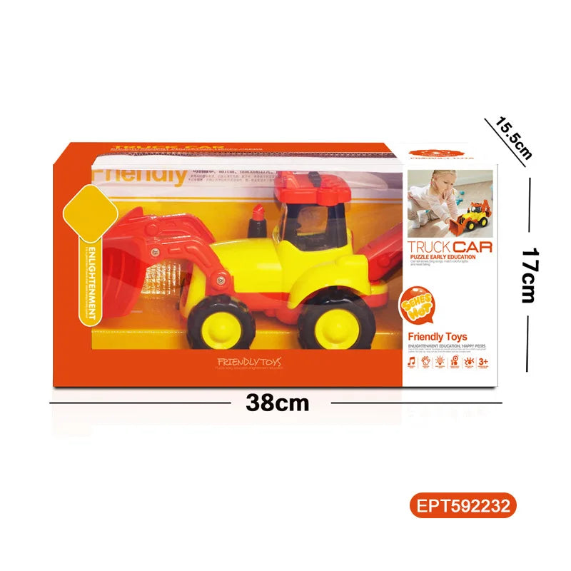 HKM-487827 Friction-Powered Farm Tractor Assembly Set with Lights and Music for Kids Ages 2-7