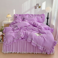 HKM-488019 Lace Mesh Bow Four-Piece Bedding Set for Double Beds