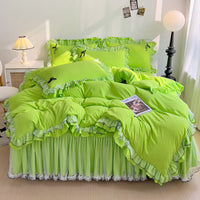 HKM-488019 Lace Mesh Bow Four-Piece Bedding Set for Double Beds